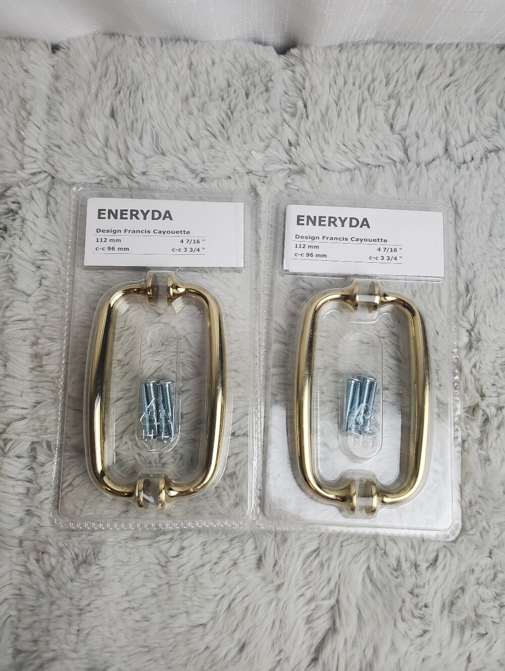 Set Of 2 IKEA 2 Pack Handles Knobs With Bolts Polished Brass Color New Sealed